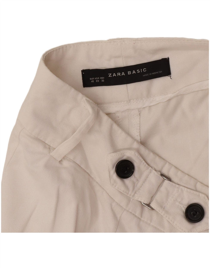 Zara Mujer Pantalón Capri Recto EU 40 Medium W30 L17 Blanco
