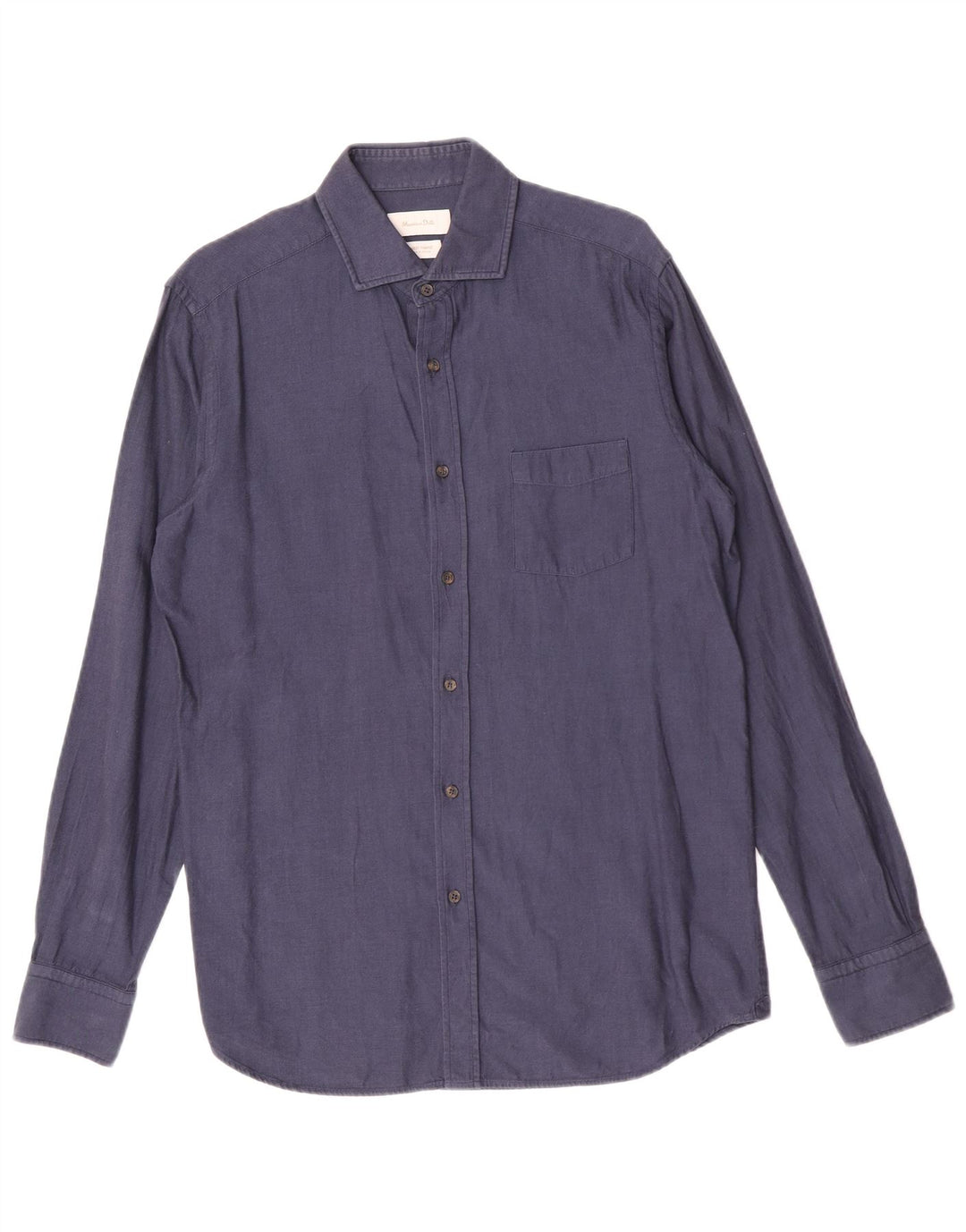 Camisa Massimo Dutti Hombre Mediana Azul Marino Algodón