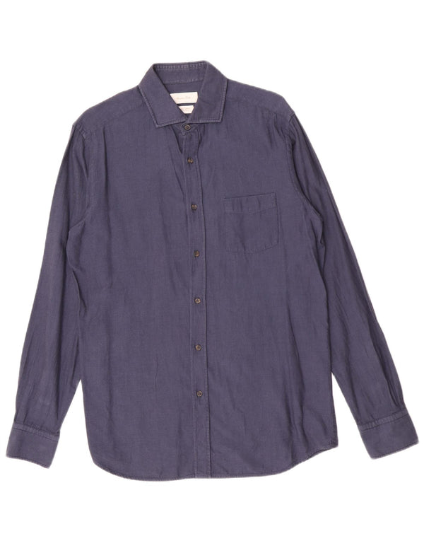 Camisa Massimo Dutti Hombre Mediana Azul Marino Algodón