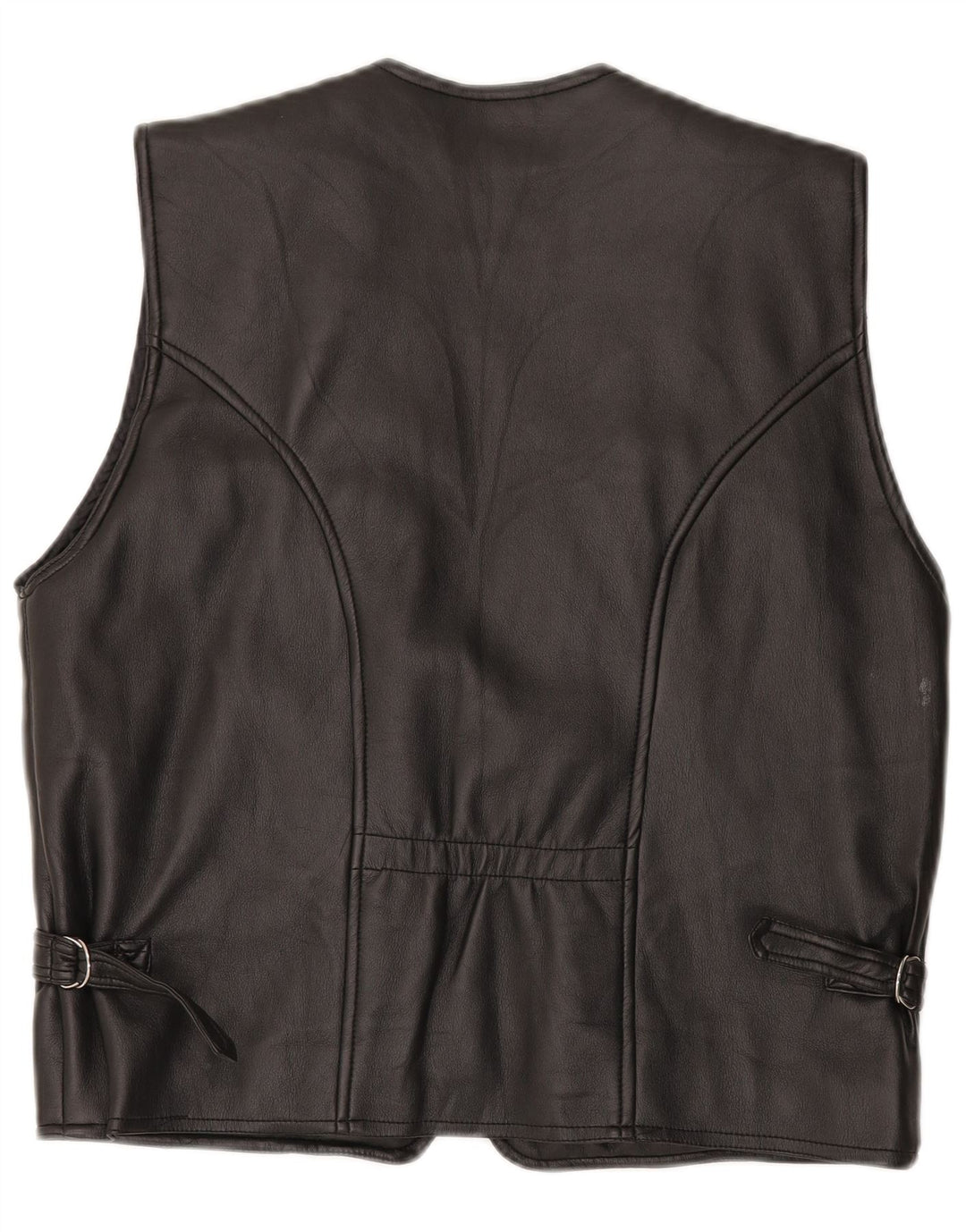 Vintage mujer cuero gilet Reino Unido 16 grande negro