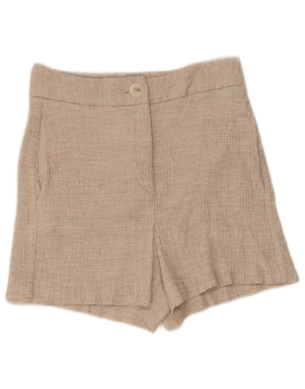 Zara Mujer Shorts Chinos De Talle Alto XS W24 Beige Viscosa