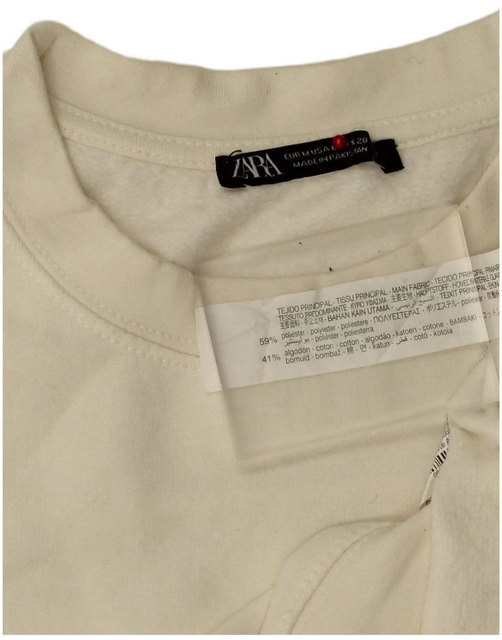 Zara Mujer Sudadera Jumper UK 44 Mediano Blanco Poliéster