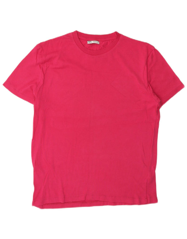 Zara Mujer Camiseta Top UK 44 Algodón Rosa Medio