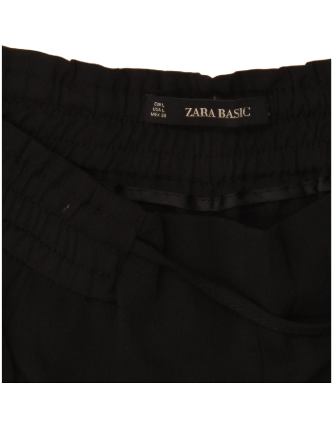 ZARA Mujer Pantalones Cortos Cónicos De Cintura Alta UK 46 Large W34 L27 Negro