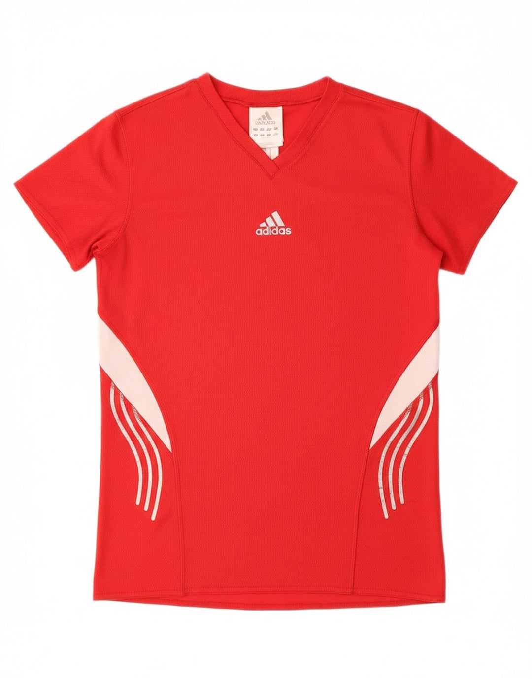 ADIDAS Womens T-Shirt Top UK 12 Medium  Red Colourblock Polyester Vintage Adidas and Second-Hand Adidas from Messina Hembry 