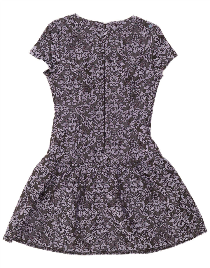 Monsoon Vestido acampanado para mujer UK 40 Pequeño Gris Paisley Poliéster