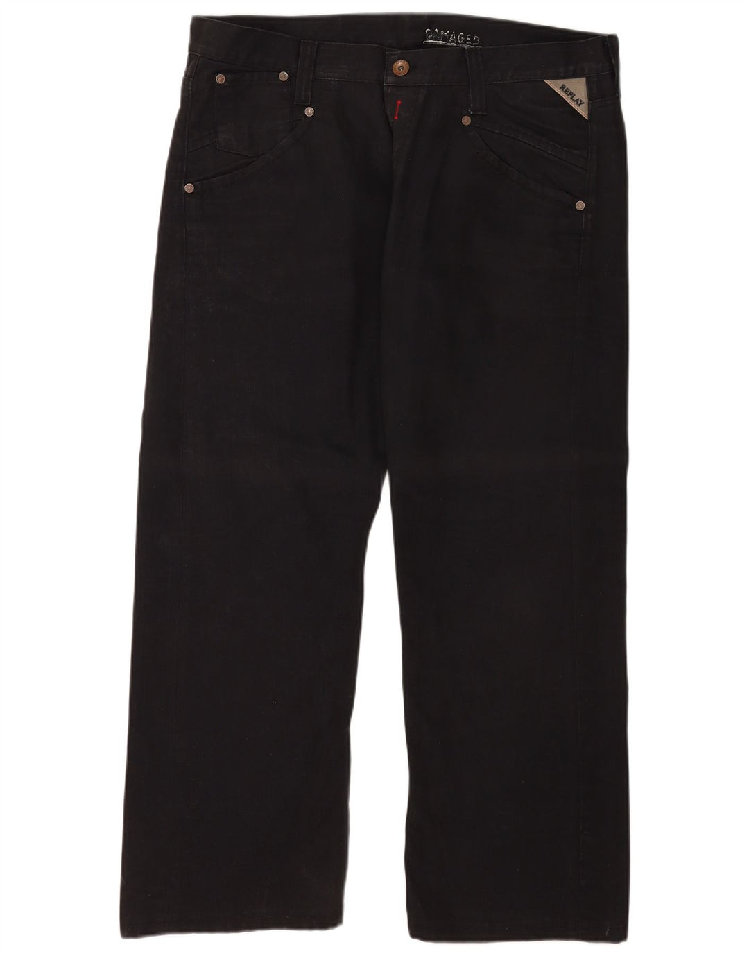 Replay Vaqueros rectos para hombre W38 L32 Algodón negro