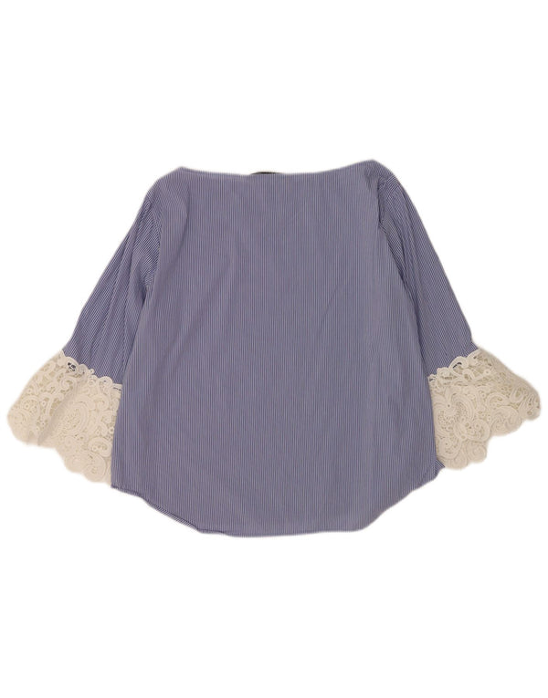 Zara Blusa de manga 3/4 para mujer UK 46 Large Blue Stripes