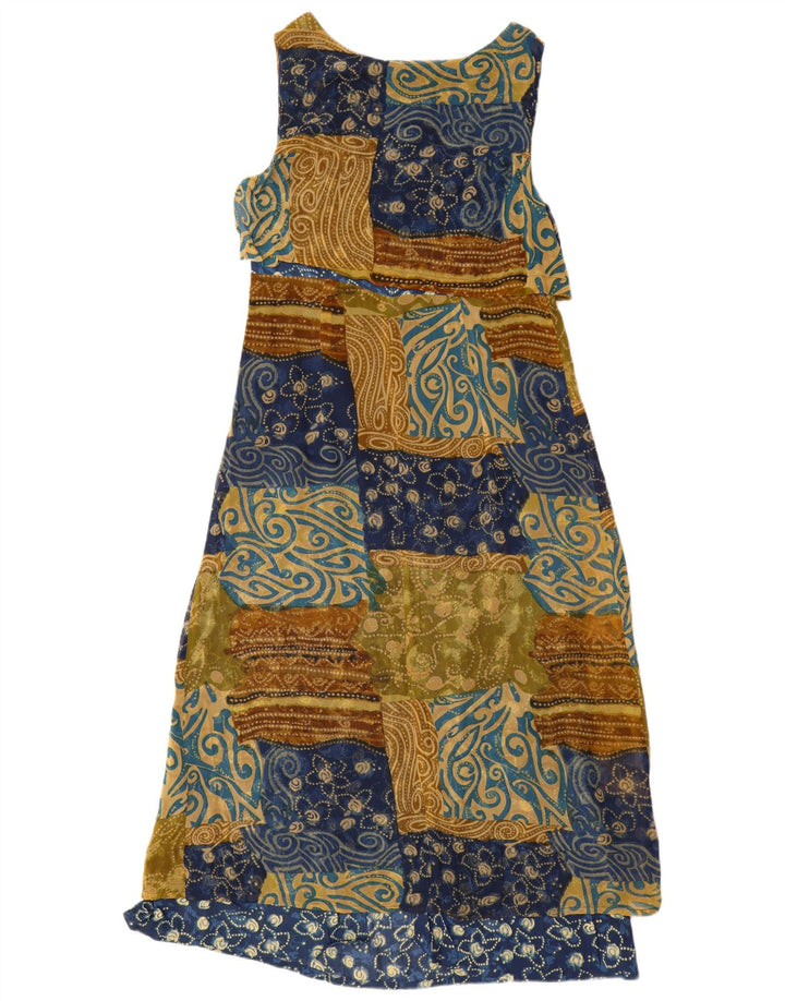 Vintage mujer sin mangas maxi vestido IT 40 pequeño patchwork multicolor