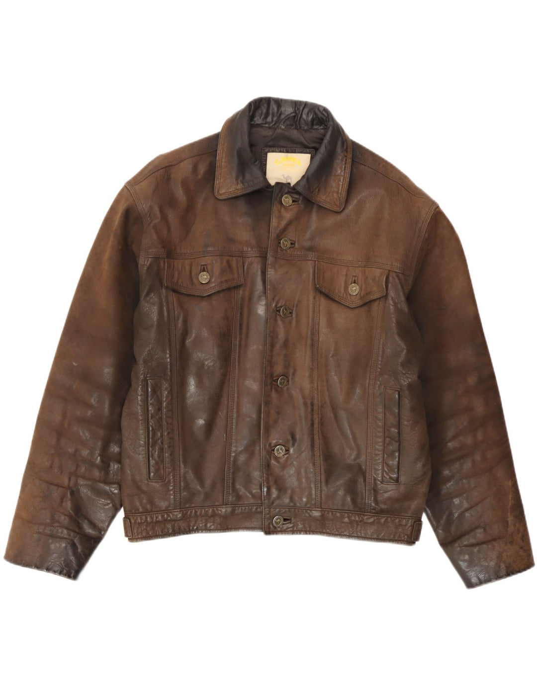 Camel Active Chaqueta de cuero para hombre UK 38 Cuero marrón medio