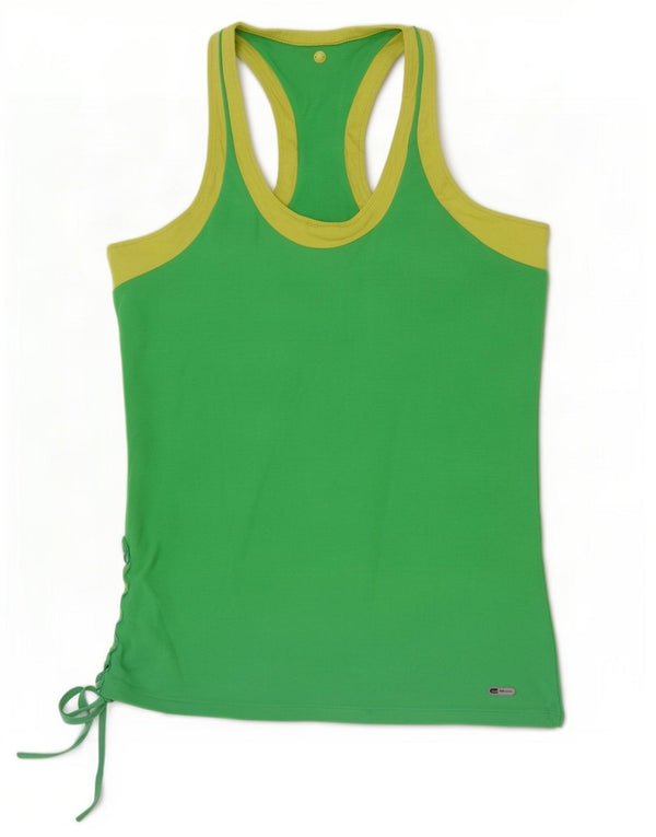 Puma Mujer Crop Vest Top UK 10 Small Verde Colorblock