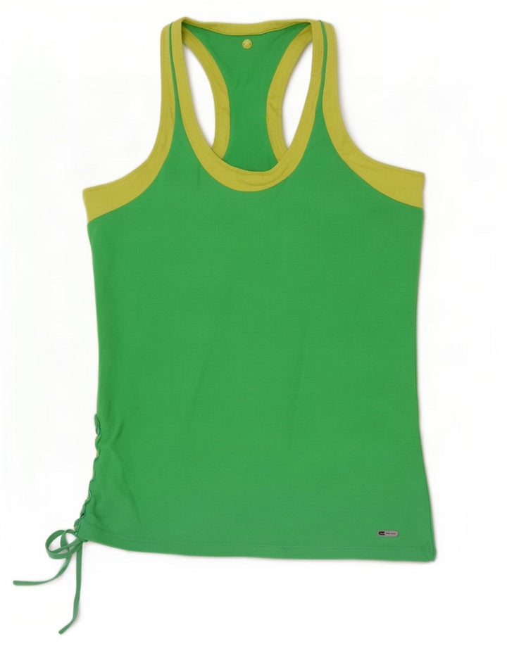 Puma Mujer Crop Vest Top UK 10 Small Verde Colorblock