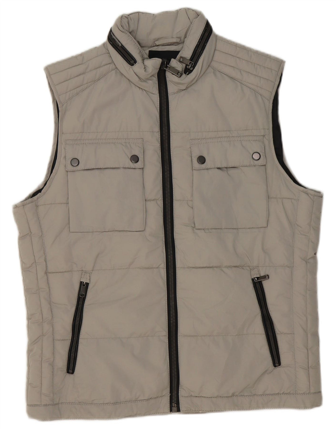 Zara Mens Chaleco Acolchado Reino Unido 40 Grande Gris