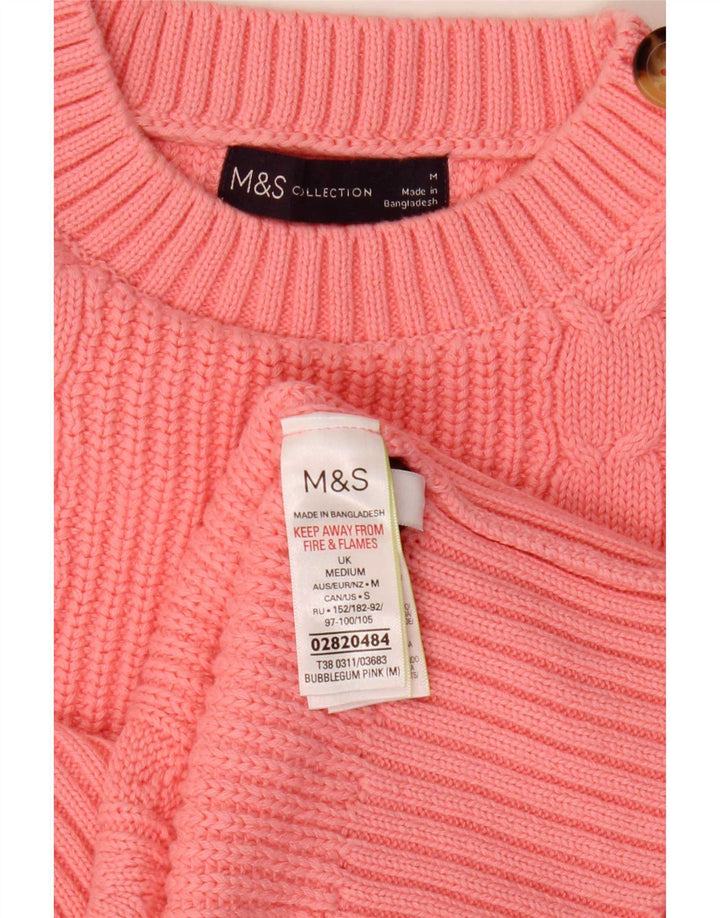 Marks & Spencer - Jersey corto con cuello redondo para mujer, talla 40, color rosa medio