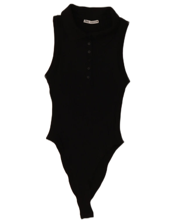 ZARA Womens Sleeveless Bodysuit UK 12 Medium Black