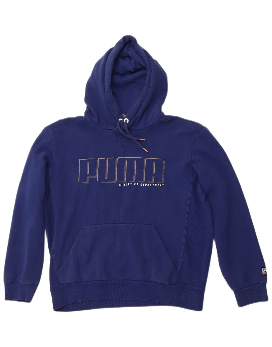 PUMA Jersey con capucha gráfica para hombre, tamaño mediano, azul marino