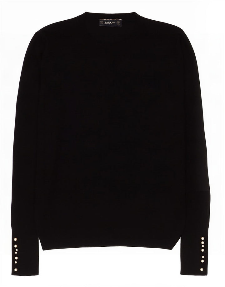 Zara - Jersey de cuello redondo para mujer, talla 40, talla M, color negro