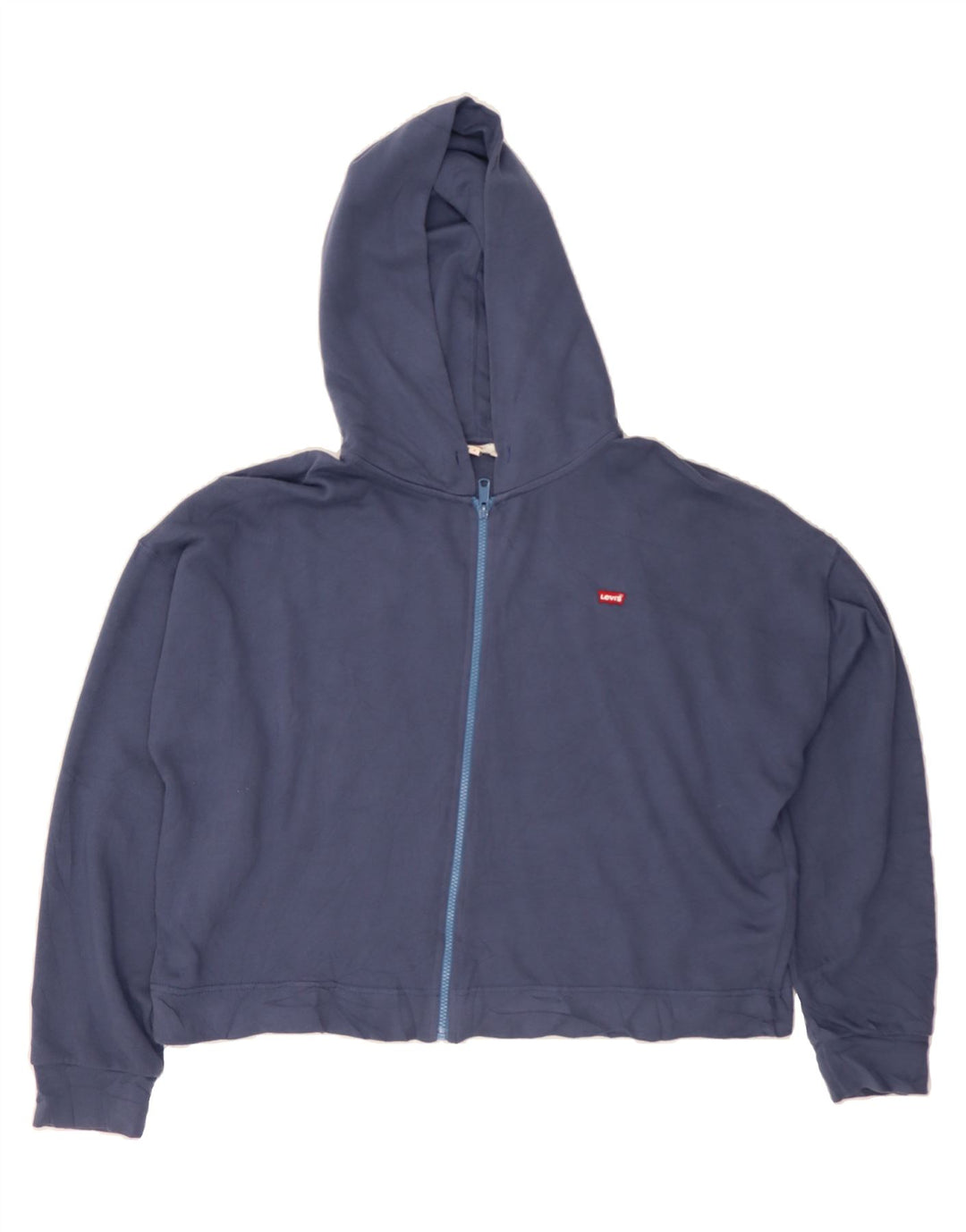 LEVI'S Womens Oversized Zip Hoodie Sweater UK 12 Medium Navy Blue Vintage Levi's and Second-Hand Levi's from Messina Hembry 