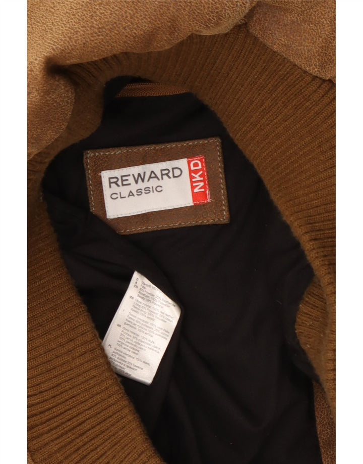 Reward Chaqueta Bomber de Ante para Hombre UK 40 Grande Cuero Marrón