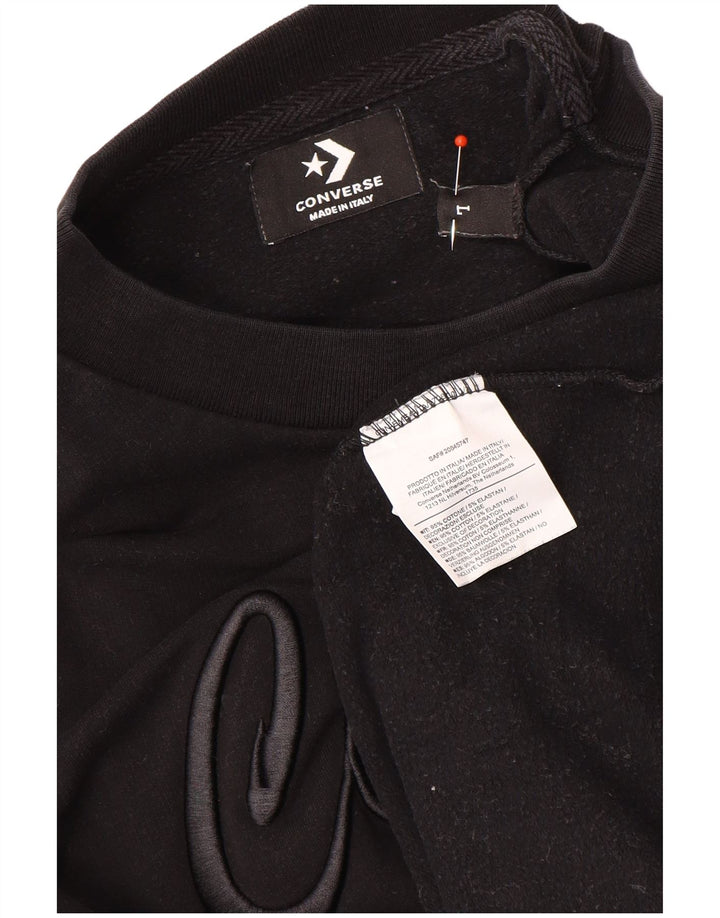 Converse - Sudadera gráfica para mujer, talla 40, talla grande, algodón negro