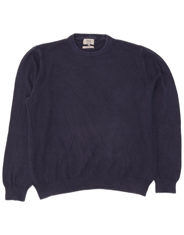 Marks & Spencer Jersey de cuello redondo para hombre XL Algodón azul marino