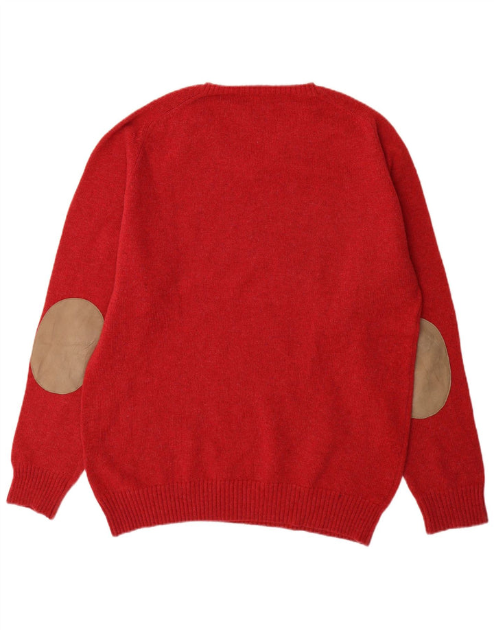 Murphy & Nye Jersey con cuello en V para hombre, talla 2XL, lana roja