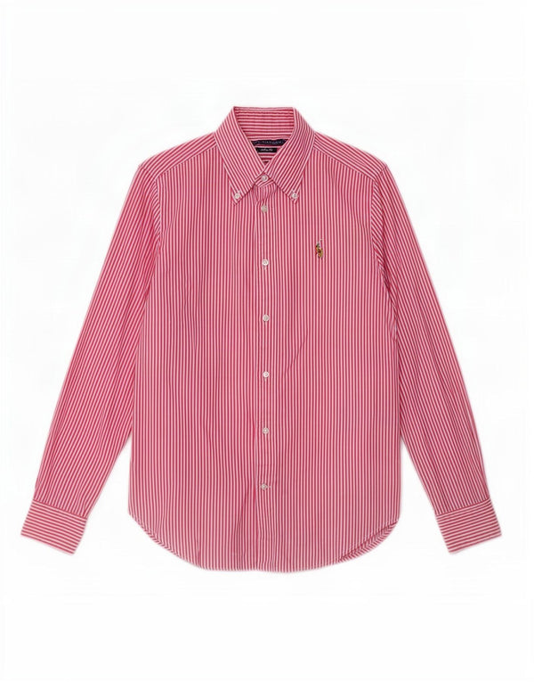 Ralph Lauren Camisa Super Slim Fit para Mujer US 6 Algodón a Rayas Rosa Mediano
