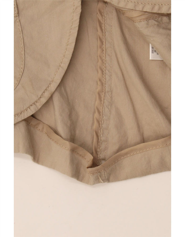 MOSSIMO Womens 2 Button Blazer Jacket UK 10 Small Beige Linen Vintage Mossimo and Second-Hand Mossimo from Messina Hembry 