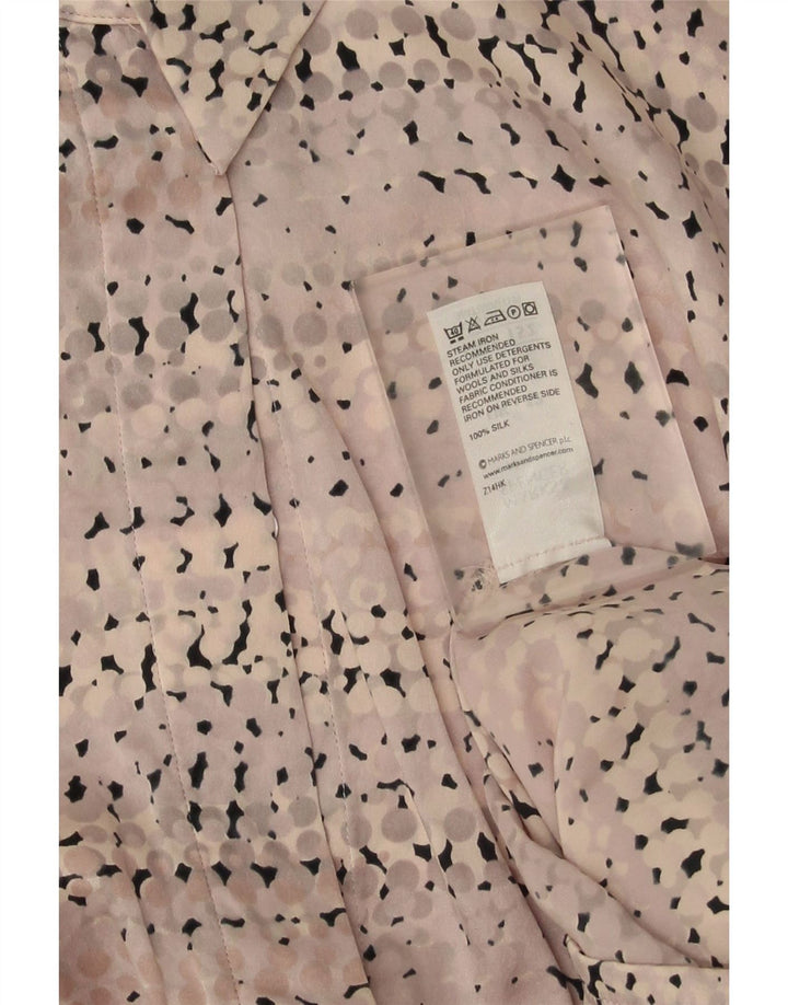 Marks & Spencer Blusa camisera para mujer UK 42 Seda manchada rosa mediana