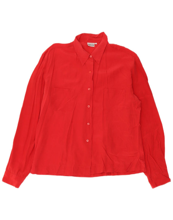 Blusa camisera para mujer Andrea Mare UK 46 Large Seda roja