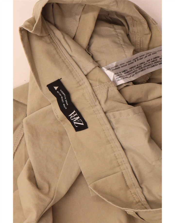 Zara Mujer Pantalones Cortos Casuales Pegged Medio W28 Algodón Beige