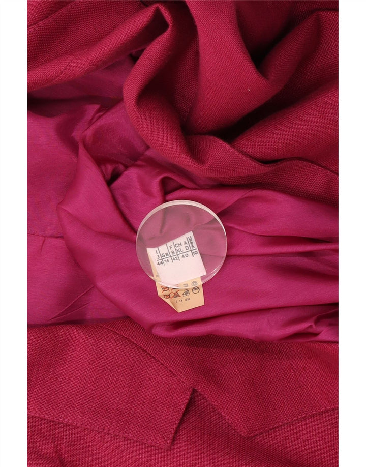 Vintage mujer crop manga corta Blazer chaqueta Reino Unido 14 lana rosa mediana