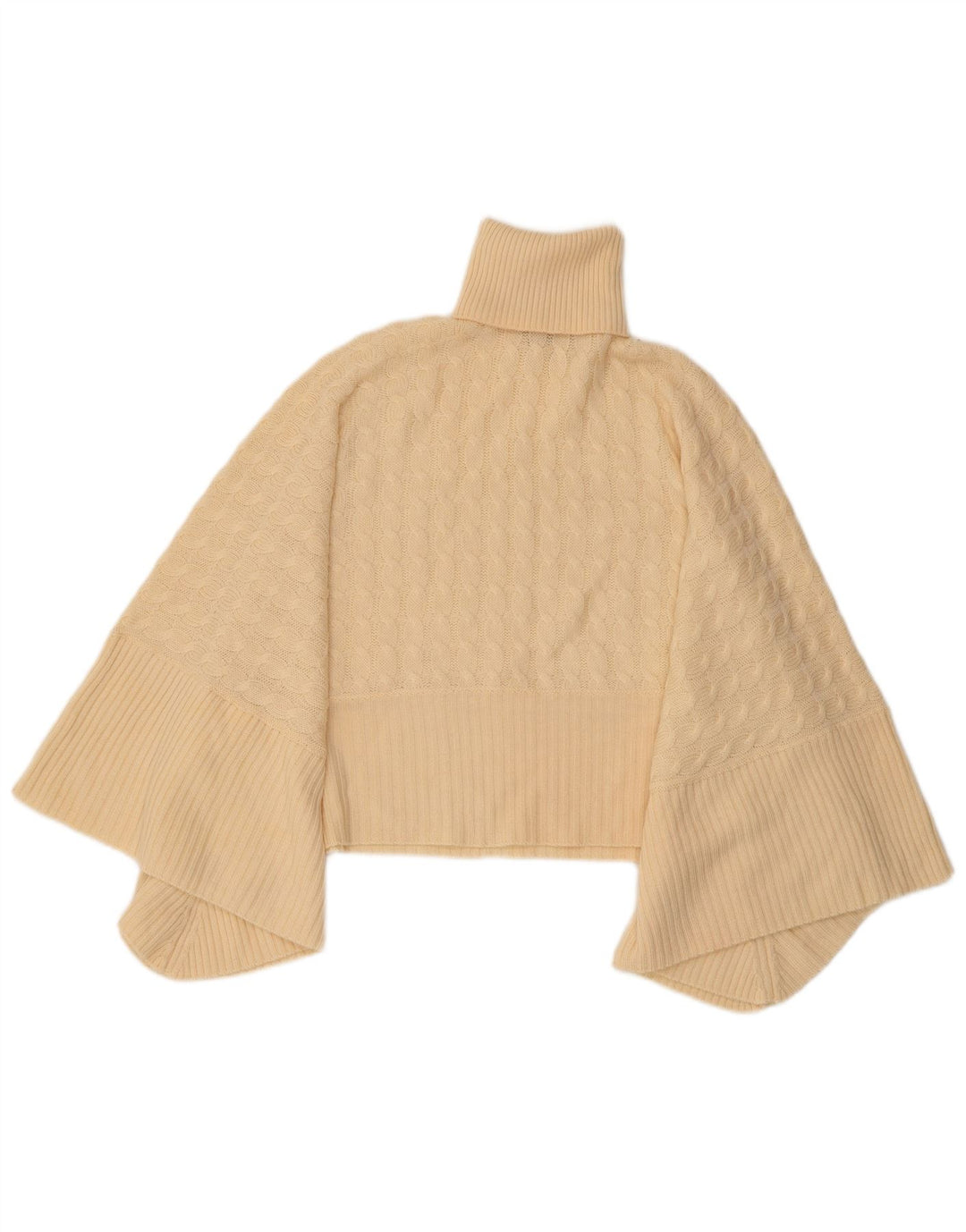 MAX MARA Jersey Poncho con Cuello Redondo para Mujer UK 10 Small Beige Lana Virgen