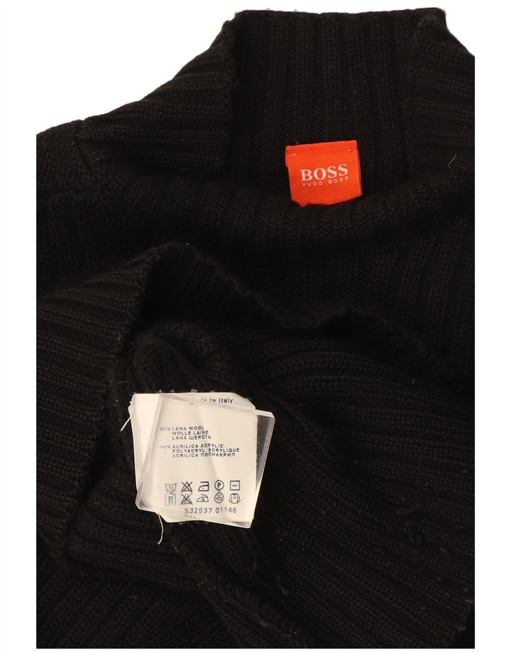 Hugo Boss Jersey con cuello alto para hombre, suéter grande de lana negra