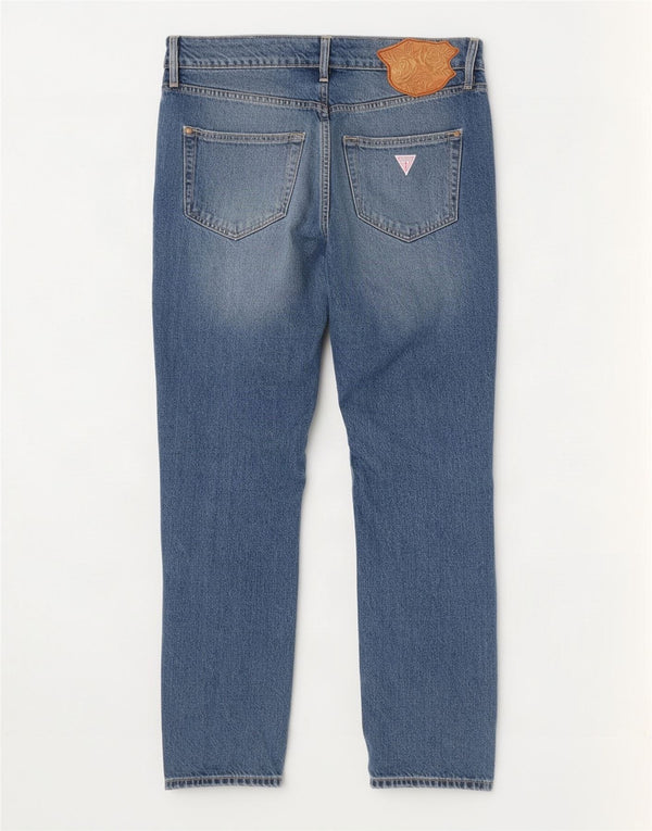 Guess Vaqueros Rectos De Tiro Alto Para Mujer W28 L30 Algodón Azul