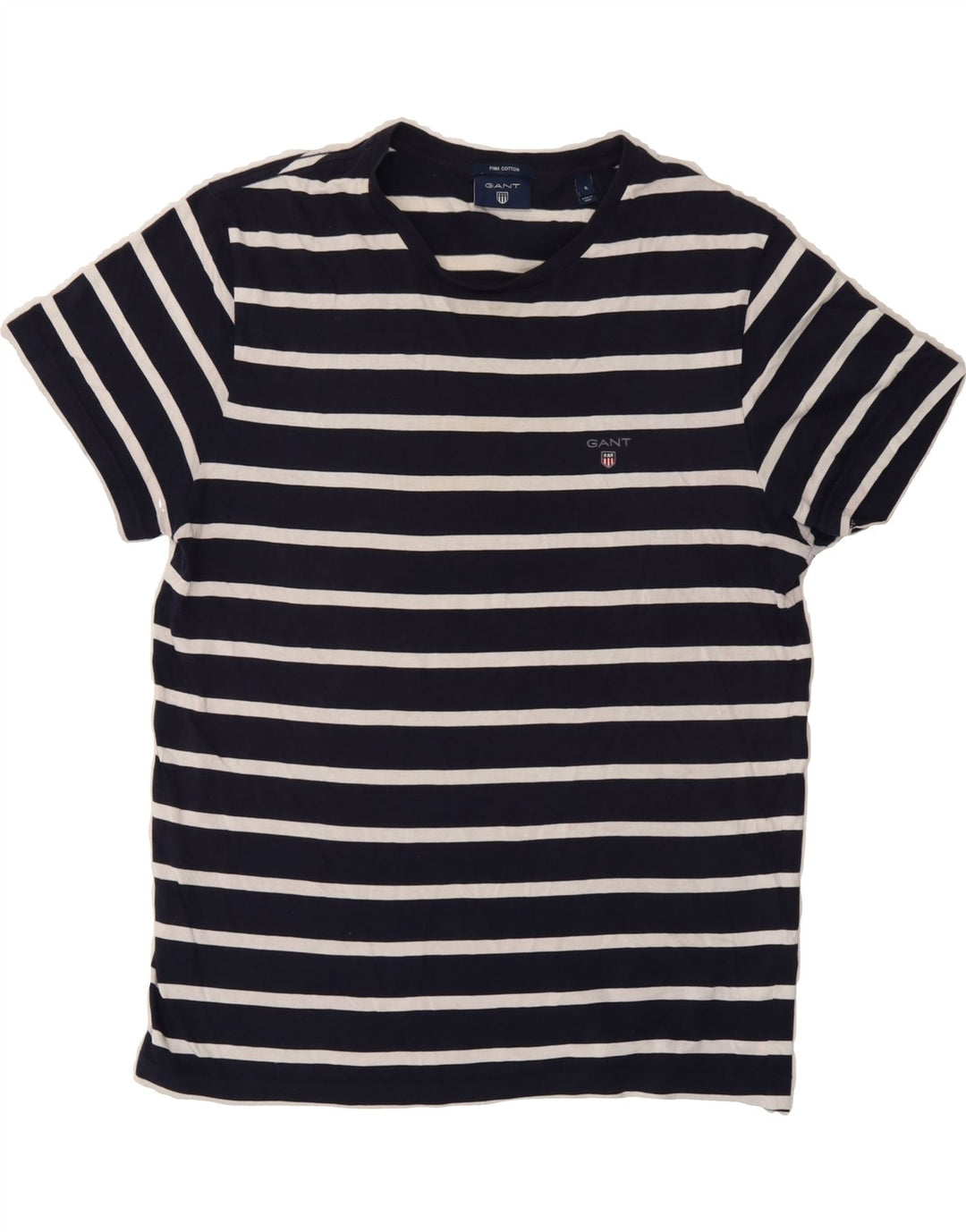 GANT Mens T-Shirt Top Small Navy Blue Striped Cotton Vintage Gant and Second-Hand Gant from Messina Hembry 