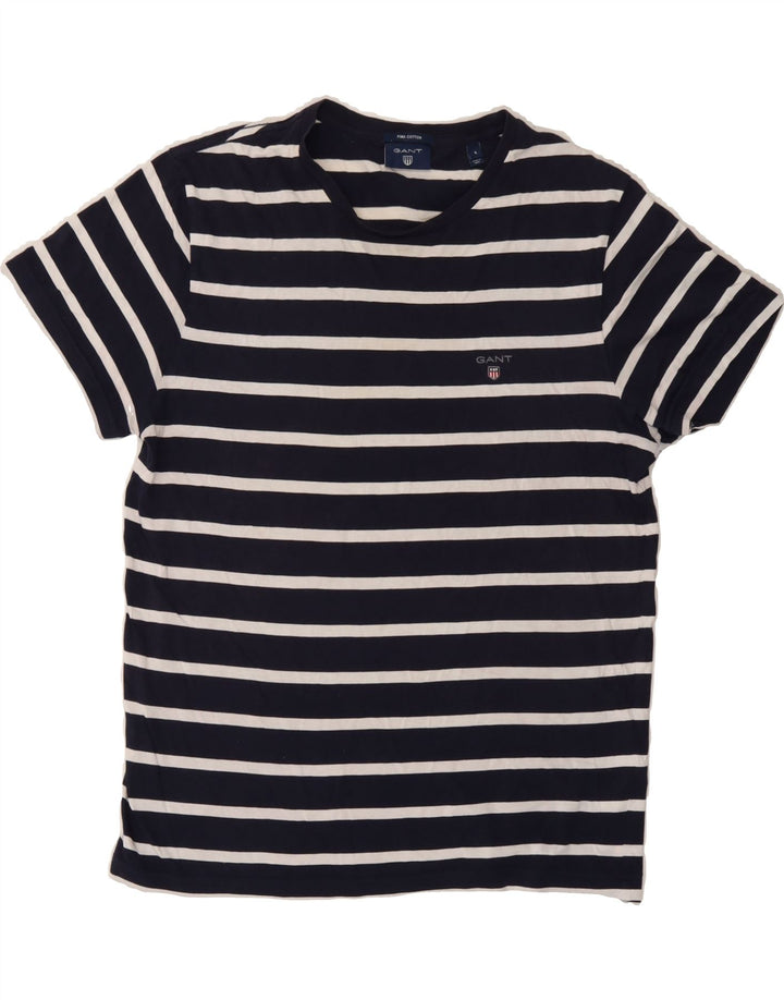 GANT Mens T-Shirt Top Small Navy Blue Striped Cotton Vintage Gant and Second-Hand Gant from Messina Hembry 