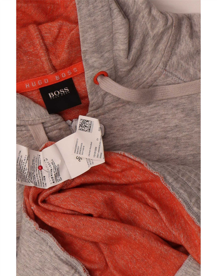 Hugo Boss Hombre Sudadera Con Capucha Y Cremallera Suéter De Algodón Gris Medio