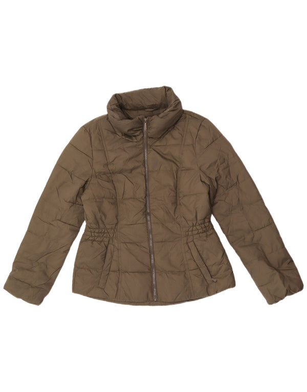 Marks & Spencer Chaqueta acolchada con capucha para mujer UK 12 Poliéster caqui mediano