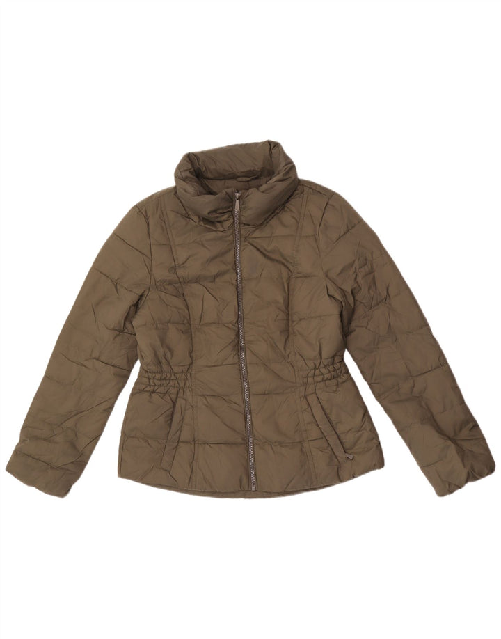 Marks & Spencer Chaqueta acolchada con capucha para mujer UK 12 Poliéster caqui mediano