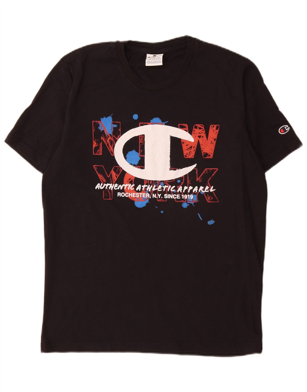 Champion Camiseta gráfica para hombre Top Small Black Cotton
