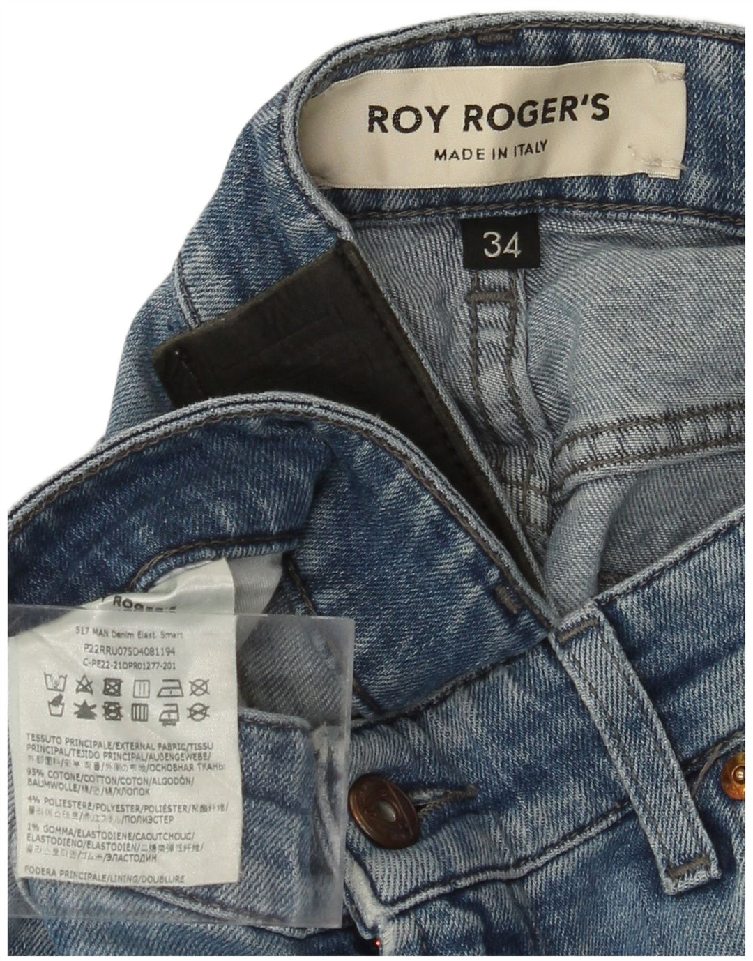 ROY ROGERS Vaqueros ajustados para hombre W34 L34 Algodón azul