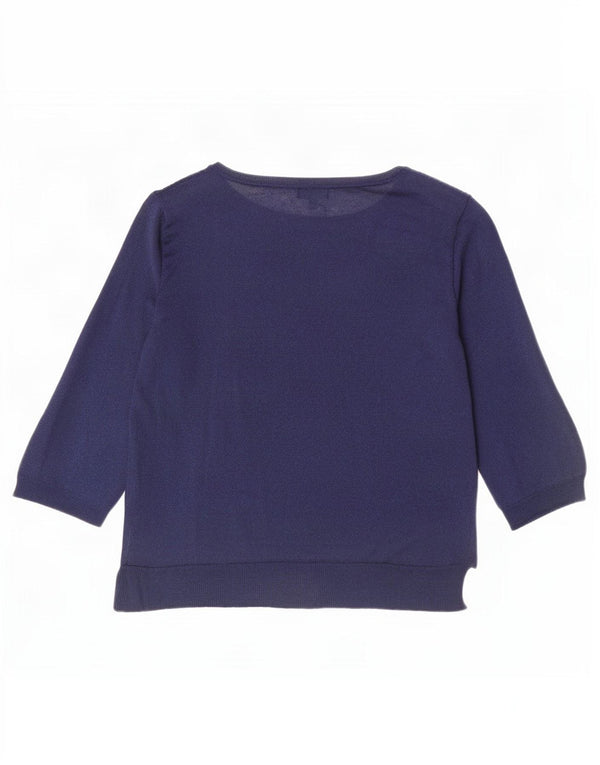 Massimo Dutti Jersey de manga 3/4 para mujer con cuello barco UK 46 Large Navy B