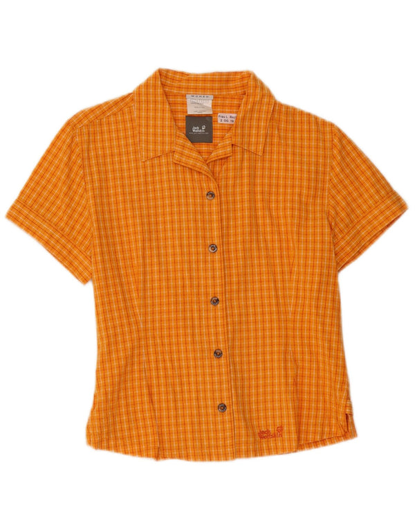Jack Wolfskin Camisa de manga corta para mujer UK 10 Small Orange Check Cotton