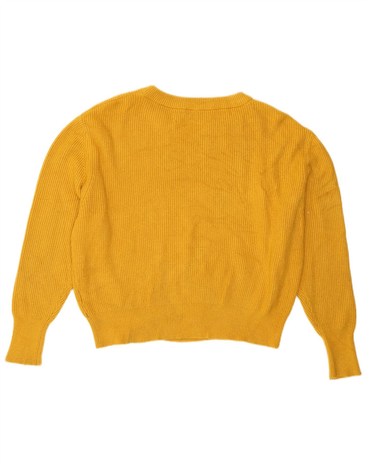 Zara Mujer Oversize Crop Crew Neck Jumper Sweater UK 10 Small Amarillo