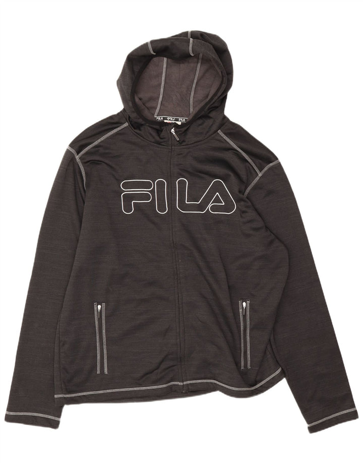 Fila Sudadera con capucha y cremallera gráfica para hombre 2XL Poliéster negro