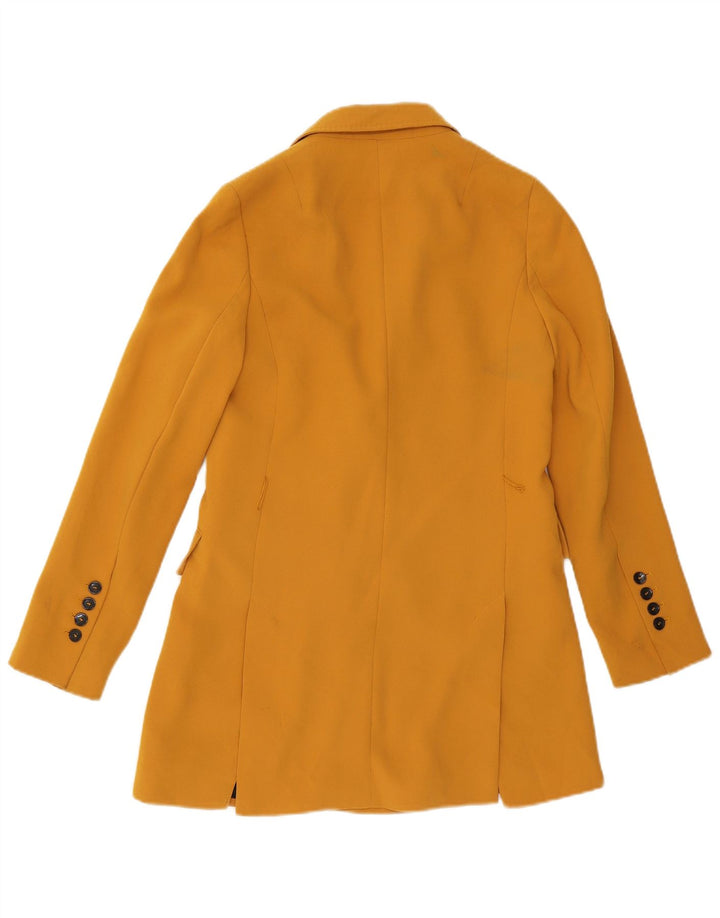 Zara Mujer Abrigo Extragrande De Doble Botonadura UK 6 XS Poliéster Amarillo