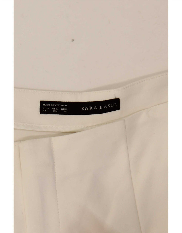 Zara Mujer Pantalón Casual Bootcut XL W32 L32 Blanco