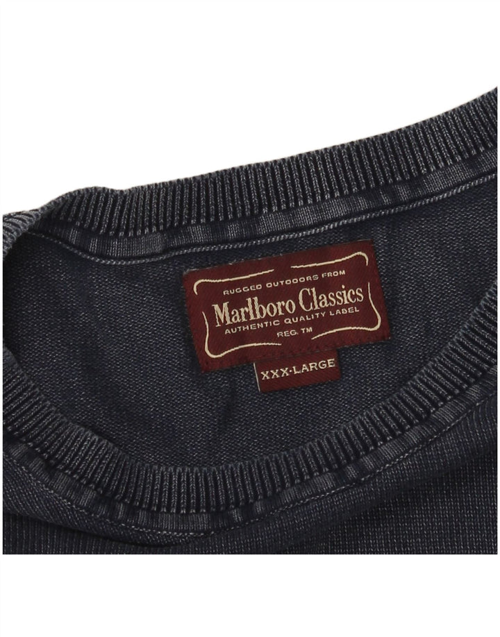 Marlboro Classics - Jersey de cuello redondo para hombre, talla 3XL, color azul marino