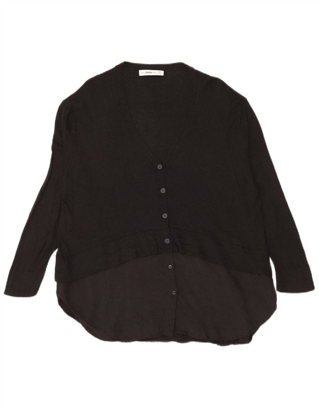 Zara Mujer Suéter Cárdigan Largo UK 44 Mediano Negro